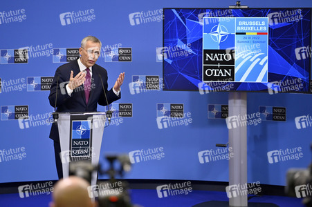 Pressekonferenz mit Jens Stoltenberg im NATO Hauptquartier in Brüssel