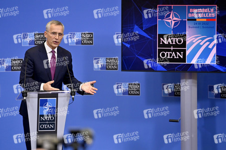 Pressekonferenz mit Jens Stoltenberg im NATO Hauptquartier in Brüssel