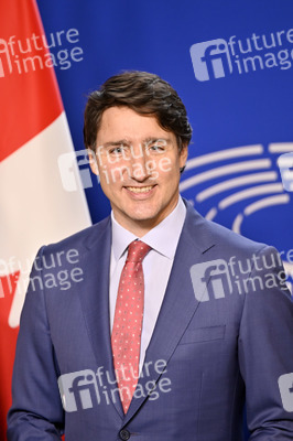 Fototermin mit Justin Trudeau im EU-Parlament in Brüssel