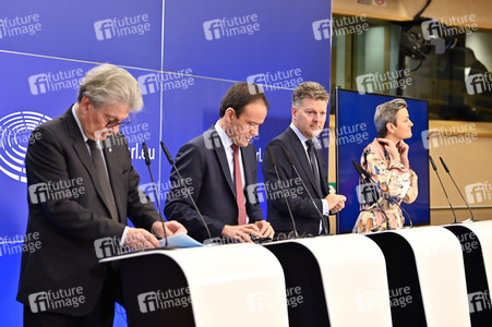 Pressekonferenz zum Gesetz über digitale Märkte im EU-Parlament in Brüssel