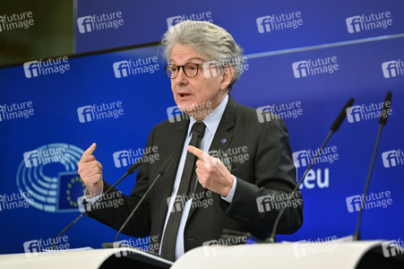 Pressekonferenz zum Gesetz über digitale Märkte im EU-Parlament in Brüssel