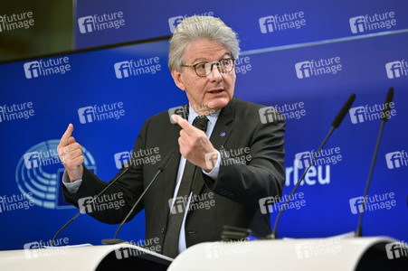Pressekonferenz zum Gesetz über digitale Märkte im EU-Parlament in Brüssel