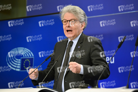 Pressekonferenz zum Gesetz über digitale Märkte im EU-Parlament in Brüssel