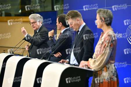 Pressekonferenz zum Gesetz über digitale Märkte im EU-Parlament in Brüssel
