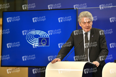 Pressekonferenz zum Gesetz über digitale Märkte im EU-Parlament in Brüssel
