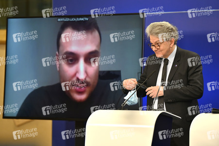 Pressekonferenz zum Gesetz über digitale Märkte im EU-Parlament in Brüssel