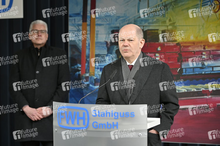Olaf Scholz besucht die FWH Stahlguss GmbH in Mülheim an der Ruhr