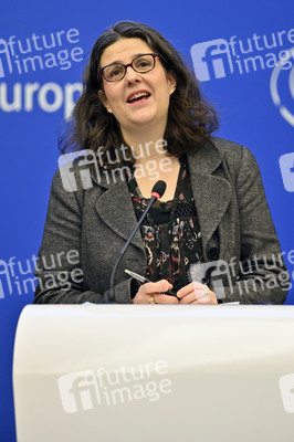 Pressekonferenz mit Gwendoline Delbos-Corfield zur Wahl in Ungarn im EU-Parlament in Straßburg