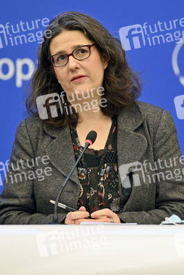Pressekonferenz mit Gwendoline Delbos-Corfield zur Wahl in Ungarn im EU-Parlament in Straßburg
