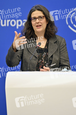 Pressekonferenz mit Gwendoline Delbos-Corfield zur Wahl in Ungarn im EU-Parlament in Straßburg