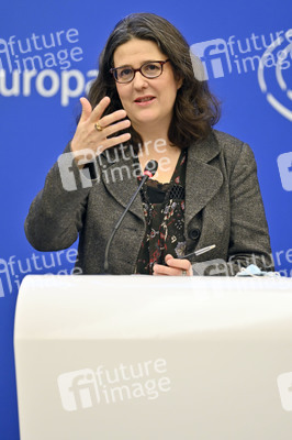 Pressekonferenz mit Gwendoline Delbos-Corfield zur Wahl in Ungarn im EU-Parlament in Straßburg