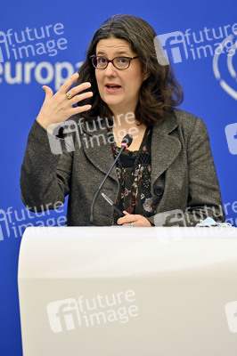 Pressekonferenz mit Gwendoline Delbos-Corfield zur Wahl in Ungarn im EU-Parlament in Straßburg