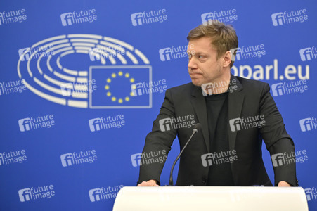 Pressebriefing der Fraktion GUE/NGL im EU-Parlament in Straßburg