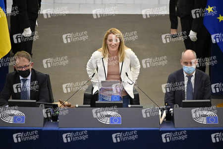 Roberta Metsola bei einer Plenartagung im EU-Parlament in Straßburg