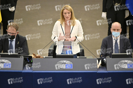 Roberta Metsola bei einer Plenartagung im EU-Parlament in Straßburg