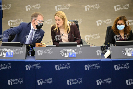 Plenartagung zum Schutz von Ukraine-Flüchtlingen im EU-Parlament in Straßburg