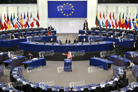 Plenartagung zum Schutz von Ukraine-Flüchtlingen im EU-Parlament in Straßburg