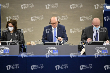 Plenartagung zum Schutz von Ukraine-Flüchtlingen im EU-Parlament in Straßburg