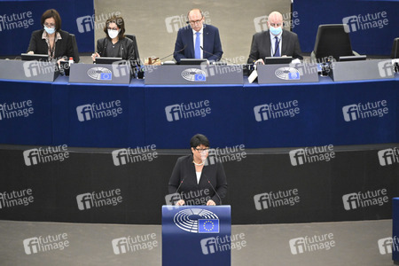 Plenartagung zum Schutz von Ukraine-Flüchtlingen im EU-Parlament in Straßburg