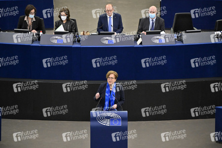 Plenartagung zum Schutz von Ukraine-Flüchtlingen im EU-Parlament in Straßburg