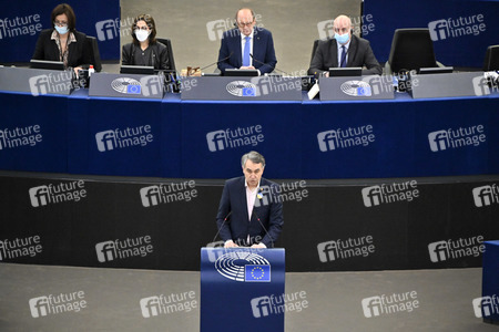 Plenartagung zum Schutz von Ukraine-Flüchtlingen im EU-Parlament in Straßburg