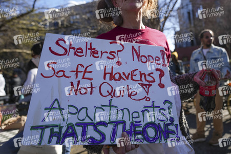 Demonstrsation gegen den Abriss von Obdachlosenlagern in New York