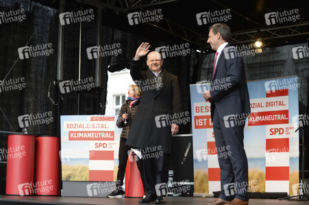 Olaf Scholz auf Wahlkampftour der SPD in Lübeck