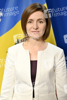 Fototermin mit Maia Sandu und Roberta Metsola im EU-Parlament in Brüssel