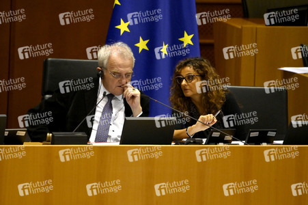 Plenartagung zur Bekämpfung der Straflosigkeit bei Kriegsverbrechen in der Ukraine im EU-Parlament in Brüssel