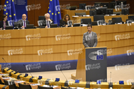 Plenartagung zur Bekämpfung der Straflosigkeit bei Kriegsverbrechen in der Ukraine im EU-Parlament in Brüssel