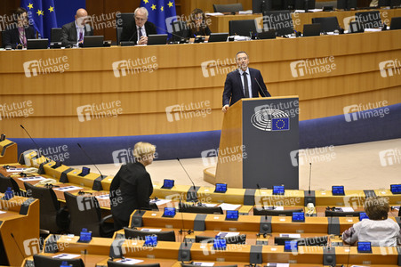 Plenartagung zur Bekämpfung der Straflosigkeit bei Kriegsverbrechen in der Ukraine im EU-Parlament in Brüssel