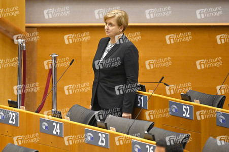 Plenartagung zur Bekämpfung der Straflosigkeit bei Kriegsverbrechen in der Ukraine im EU-Parlament in Brüssel