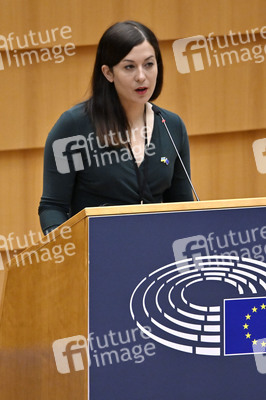Plenartagung zur Bekämpfung der Straflosigkeit bei Kriegsverbrechen in der Ukraine im EU-Parlament in Brüssel