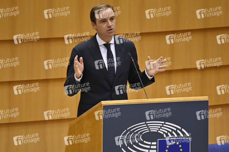 Plenartagung zur Bekämpfung der Straflosigkeit bei Kriegsverbrechen in der Ukraine im EU-Parlament in Brüssel