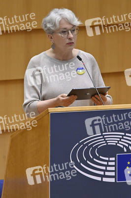 Plenartagung zur Bekämpfung der Straflosigkeit bei Kriegsverbrechen in der Ukraine im EU-Parlament in Brüssel