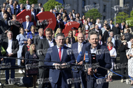 Kundgebung zur Befürwortung des 12-Euro-Mindestlohns in Berlin