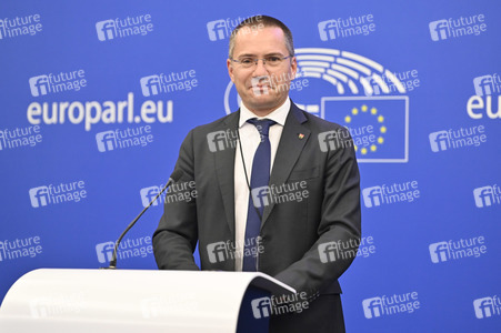 Pressekonferenz zur bulgarischen Position gegenüber Nordmazedonien im EU-Parlament in Straßburg