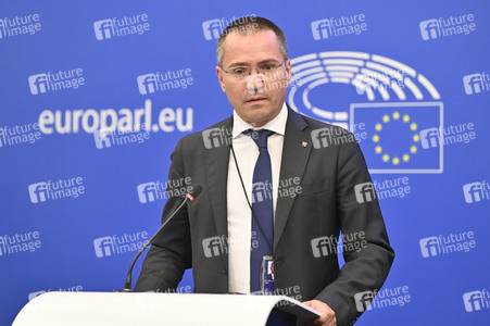 Pressekonferenz zur bulgarischen Position gegenüber Nordmazedonien im EU-Parlament in Straßburg