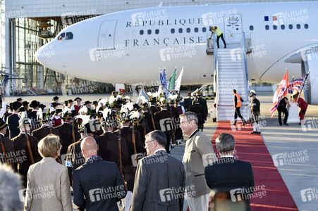 Ankunft von Präsident Macron in München