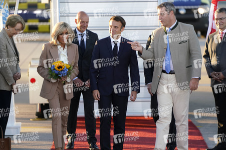 Ankunft von Präsident Macron in München
