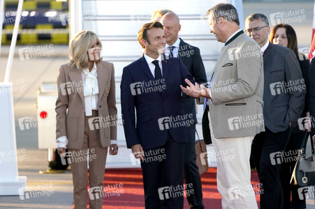 Ankunft von Präsident Macron in München