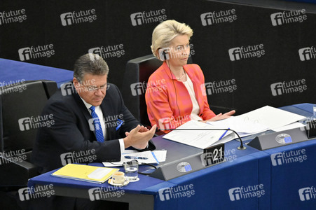 Petr Fiala stellt Prioritäten der tschechischen EU-Ratspräsidentschaft vor im EU-Parlament in Straßburg