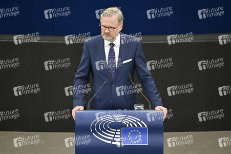 Petr Fiala stellt Prioritäten der tschechischen EU-Ratspräsidentschaft vor im EU-Parlament in Straßburg
