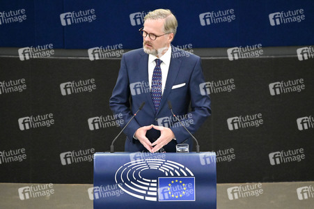 Petr Fiala stellt Prioritäten der tschechischen EU-Ratspräsidentschaft vor im EU-Parlament in Straßburg