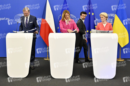Pressekonferenz zur tschechischen EU-Ratspräsidentschaft im EU-Parlament in Straßburg