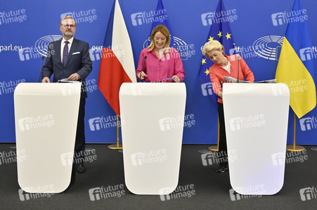 Pressekonferenz zur tschechischen EU-Ratspräsidentschaft im EU-Parlament in Straßburg