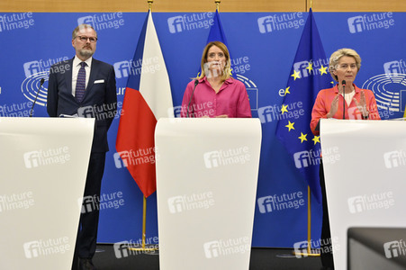 Pressekonferenz zur tschechischen EU-Ratspräsidentschaft im EU-Parlament in Straßburg