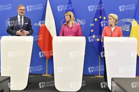 Pressekonferenz zur tschechischen EU-Ratspräsidentschaft im EU-Parlament in Straßburg