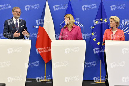 Pressekonferenz zur tschechischen EU-Ratspräsidentschaft im EU-Parlament in Straßburg