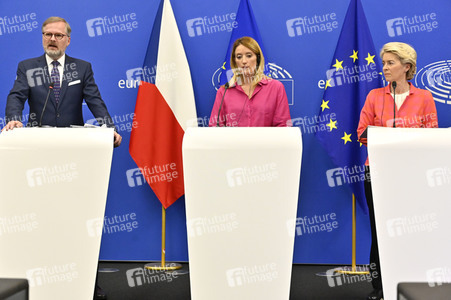 Pressekonferenz zur tschechischen EU-Ratspräsidentschaft im EU-Parlament in Straßburg